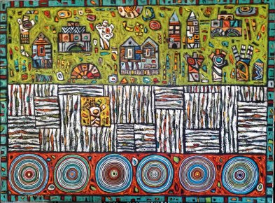 Spacer słońc w zielonej osadzie