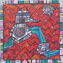 Czerwone pola i rzeka 		